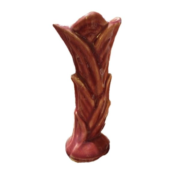 Shawnee Vintage Small Pottery Bud Vase Burgundy USA 1135 Window Decor - Picture 1 of 8